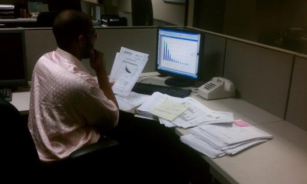Danny Flight's old cubicle in a US office before he moved abroad